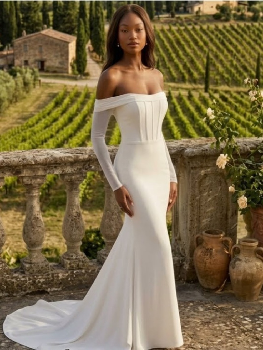 New Forever Remarkable Off-Shoulder White Mermaid Evening Dress Sz XL